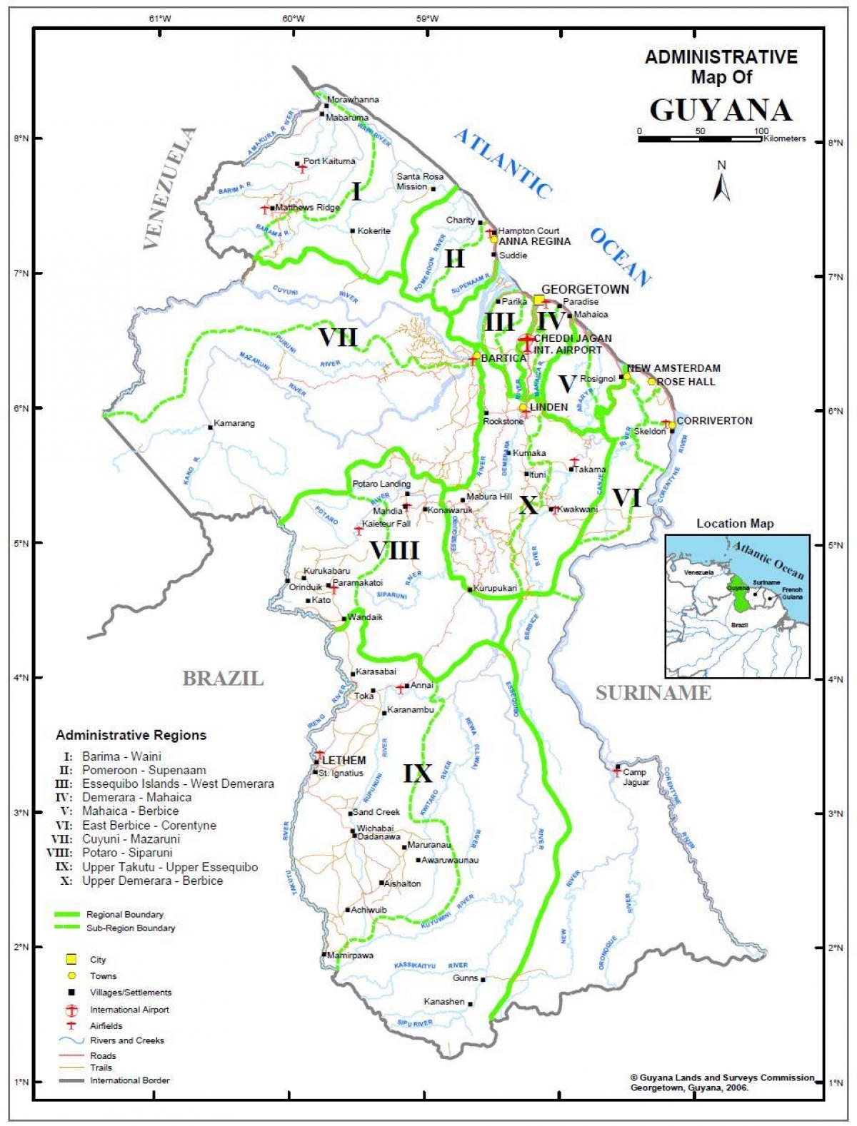 แผนที่ของน้ำเงินเขียวแสดงในสิบหลักดินแดน