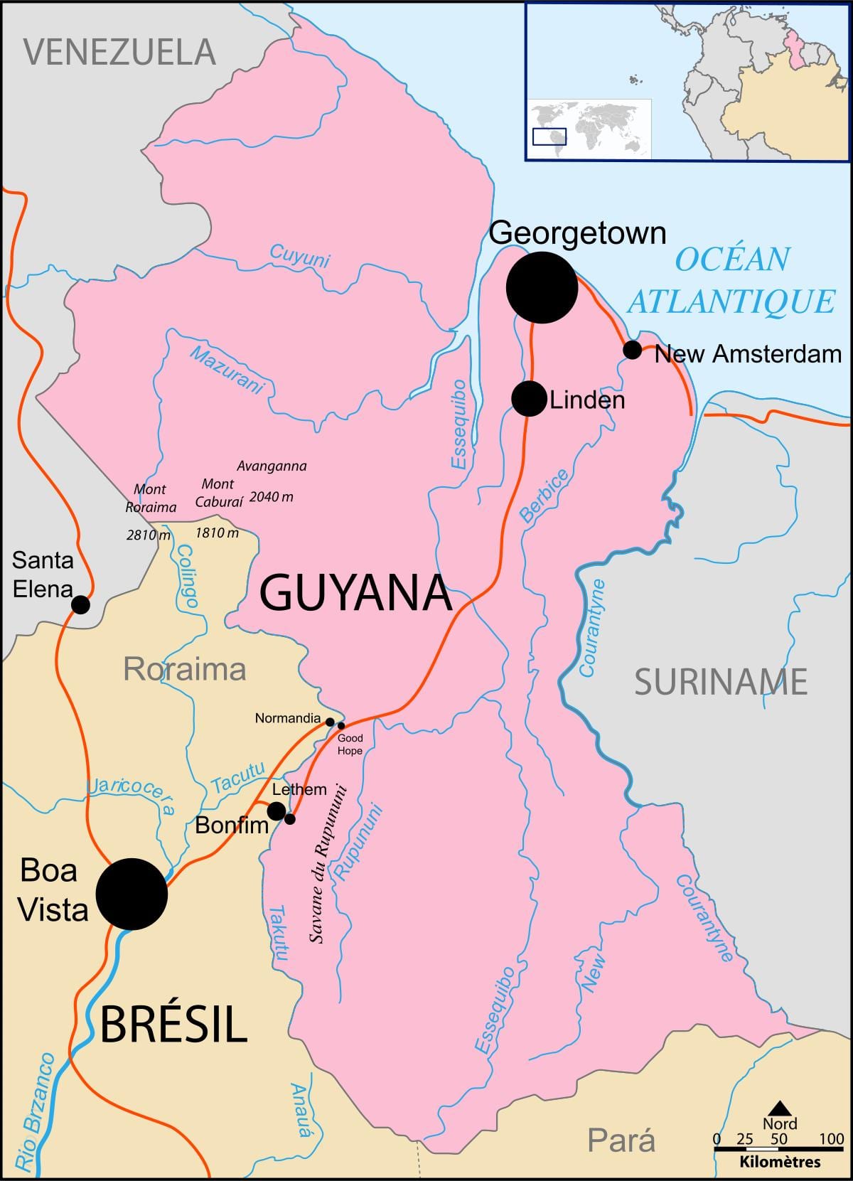 แผนที่ของน้ำเงินเขียวสถานที่ในโลก