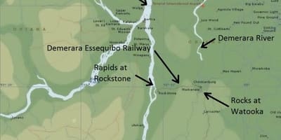 แผนที่ของ essequibo ชายฝั่งน้ำเงินเขียว